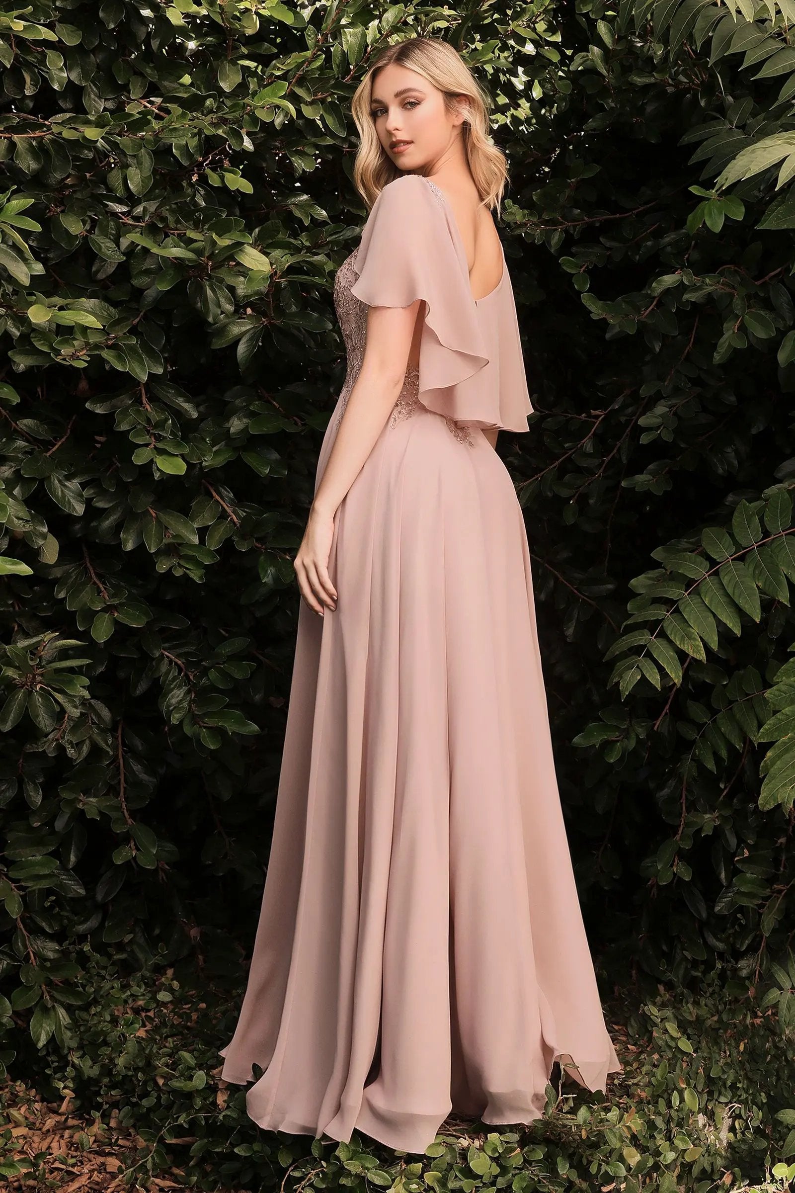 A-Line Chiffon Gown With Caplet by Tux-USA