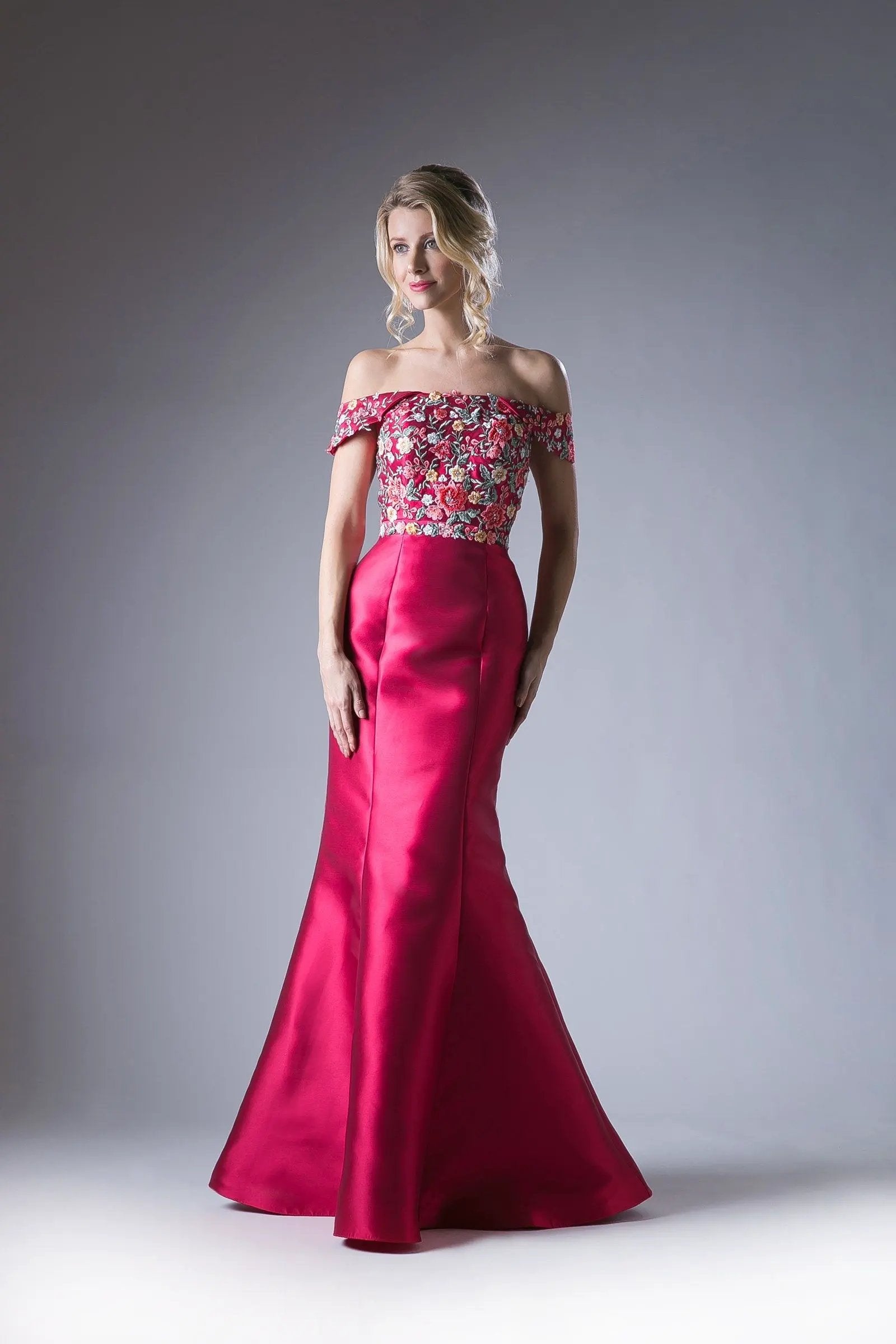 Mermaid dress with dropped shoulders by Tux-USA