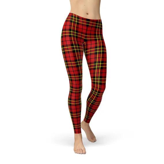 Womens Red Plaid Tartan Leggings by Maroon Sooty