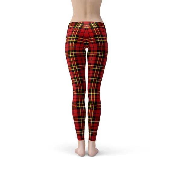 Womens Red Plaid Tartan Leggings by Maroon Sooty