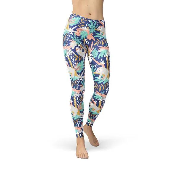 Womens Sloth Leggings by Maroon Sooty