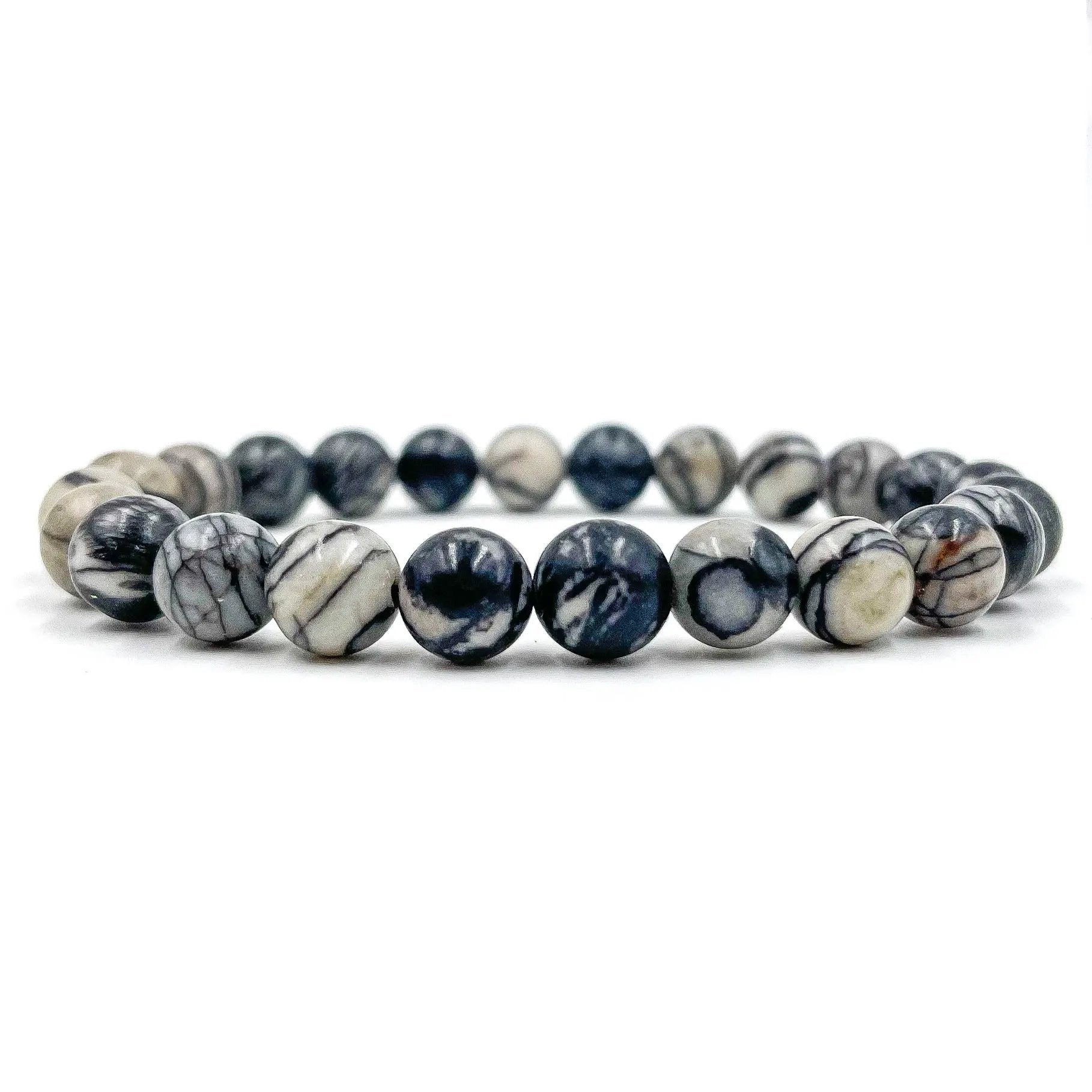 Union - Black Silk Stone Gemstone Beaded Bracelet by Everwood Original