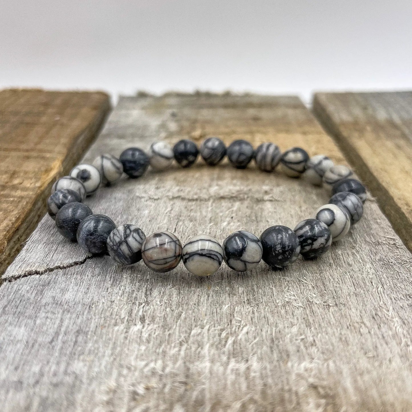 Union - Black Silk Stone Gemstone Beaded Bracelet by Everwood Original