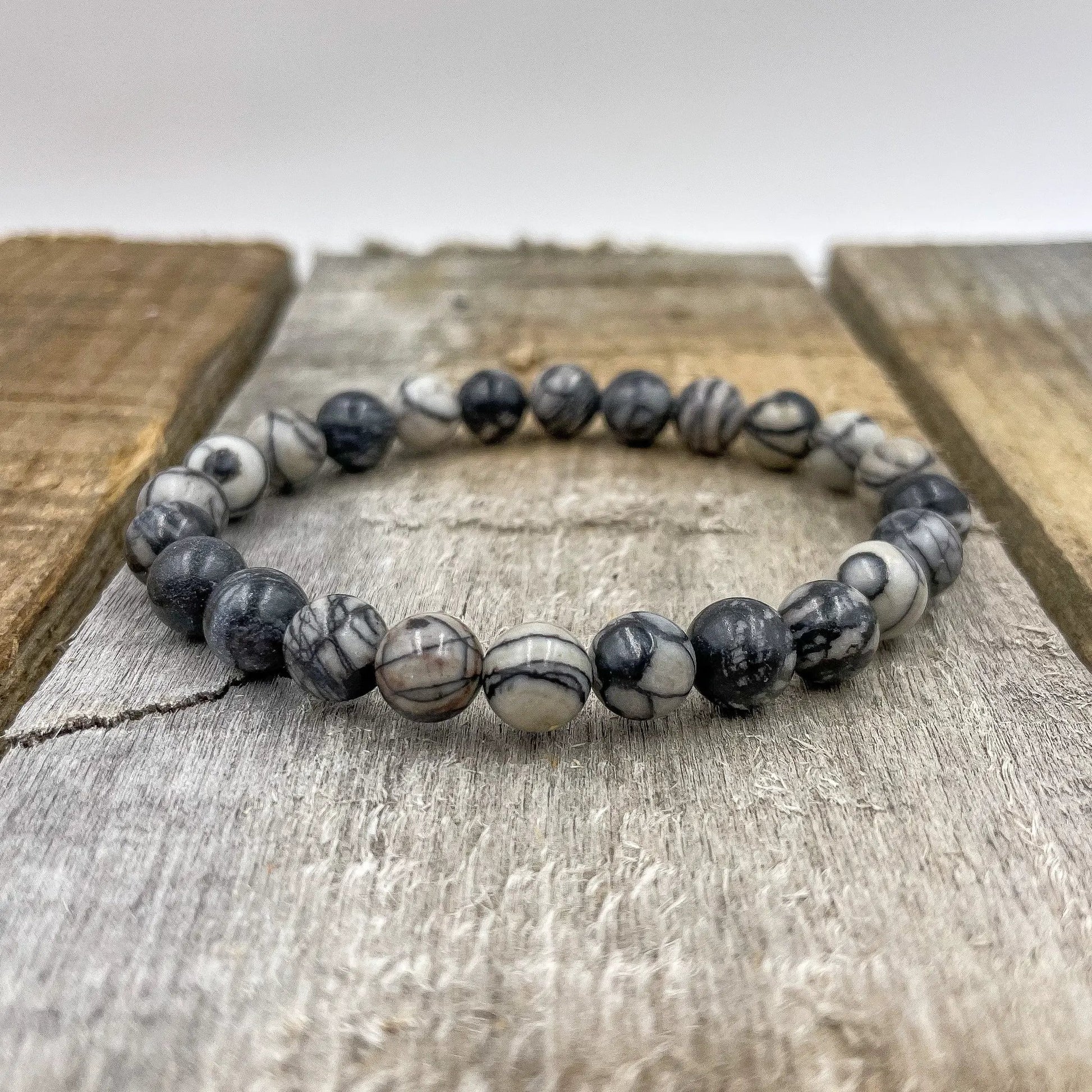 Union - Black Silk Stone Gemstone Beaded Bracelet by Everwood Original