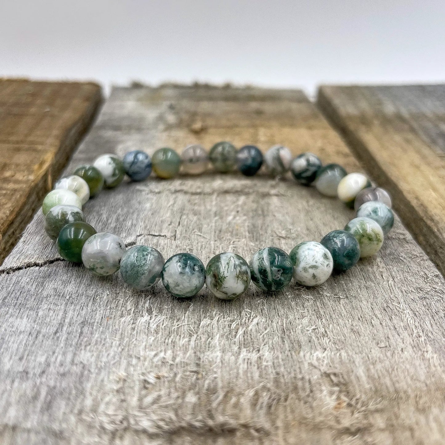 Union - Tree Agate Green Gemstone Beaded Bracelet by Everwood Original