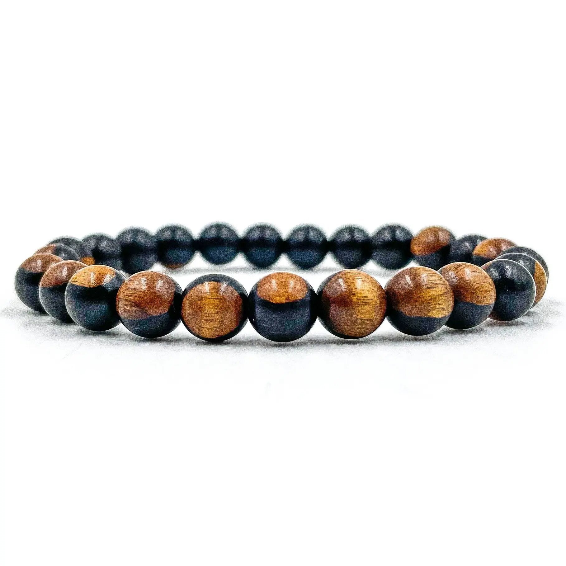 Union - Dual Black/Brown Sandalwood Mala Beaded Bracelet by Everwood Original
