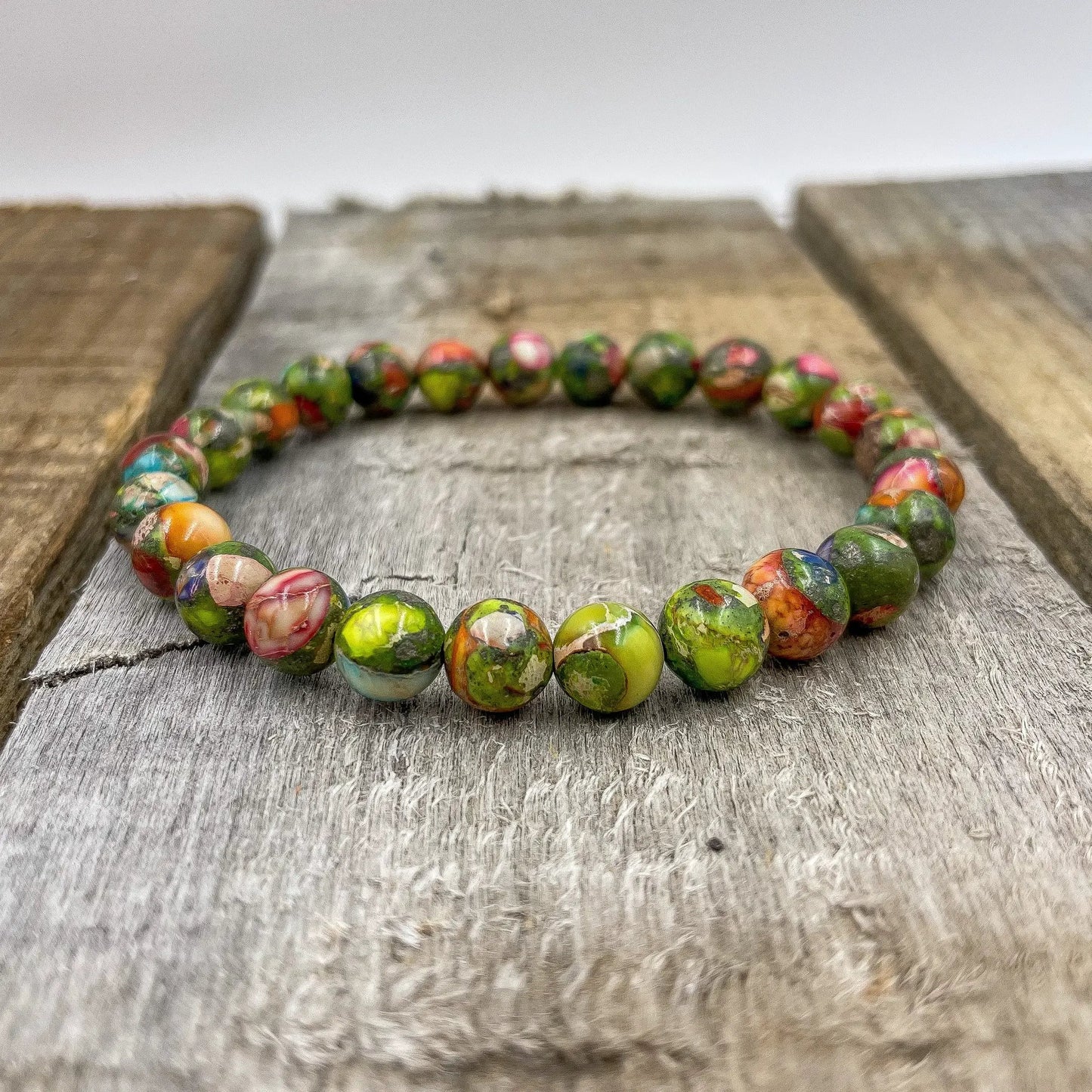 Union - Rainbow Imperial Jasper Gemstone Beaded Bracelet by Everwood Original