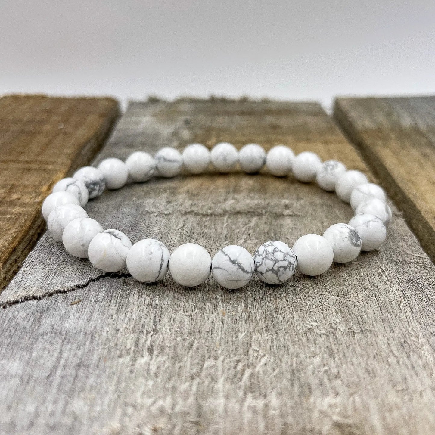 Union - White Howlite Gemstone Beaded Bracelet by Everwood Original