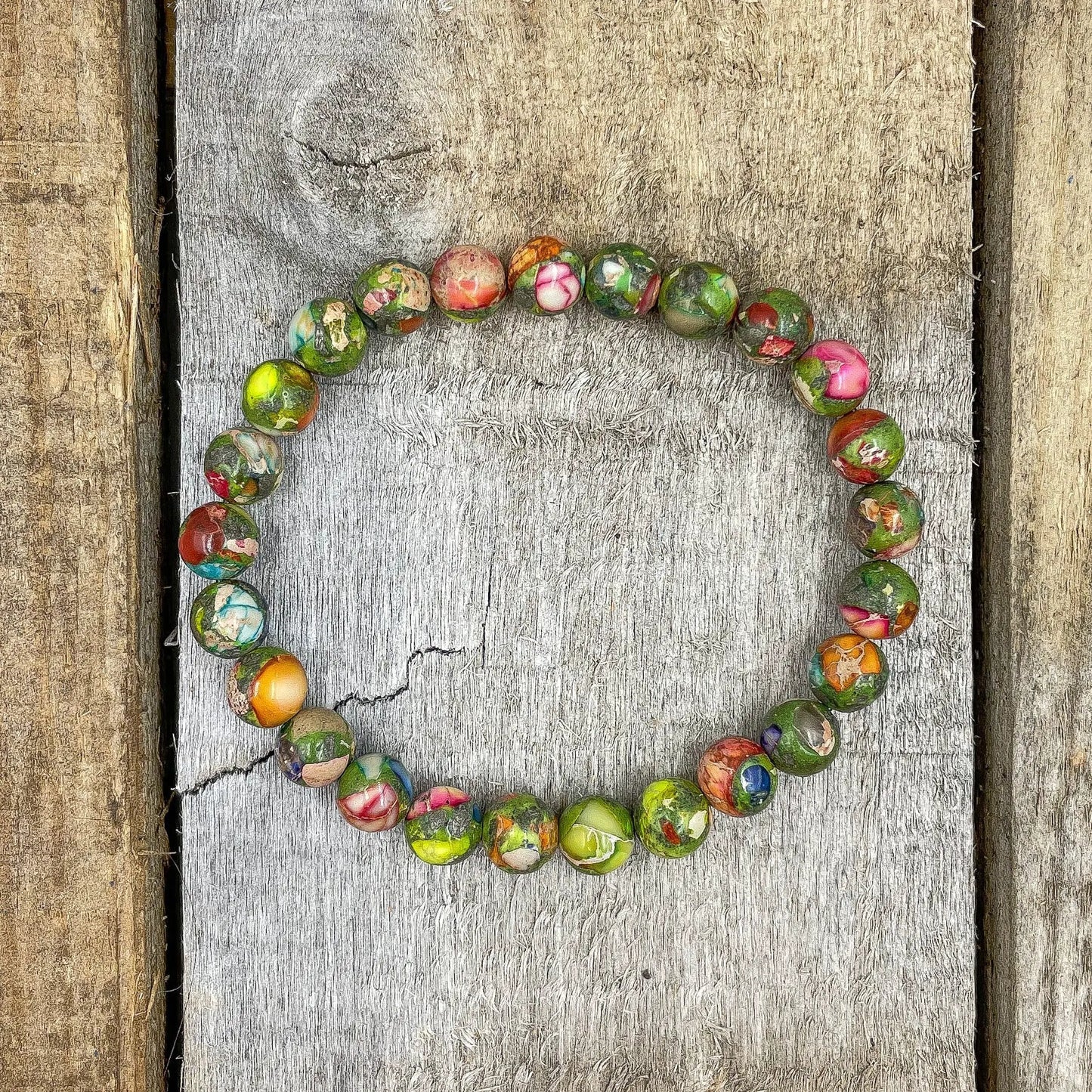 Union - Rainbow Imperial Jasper Gemstone Beaded Bracelet by Everwood Original