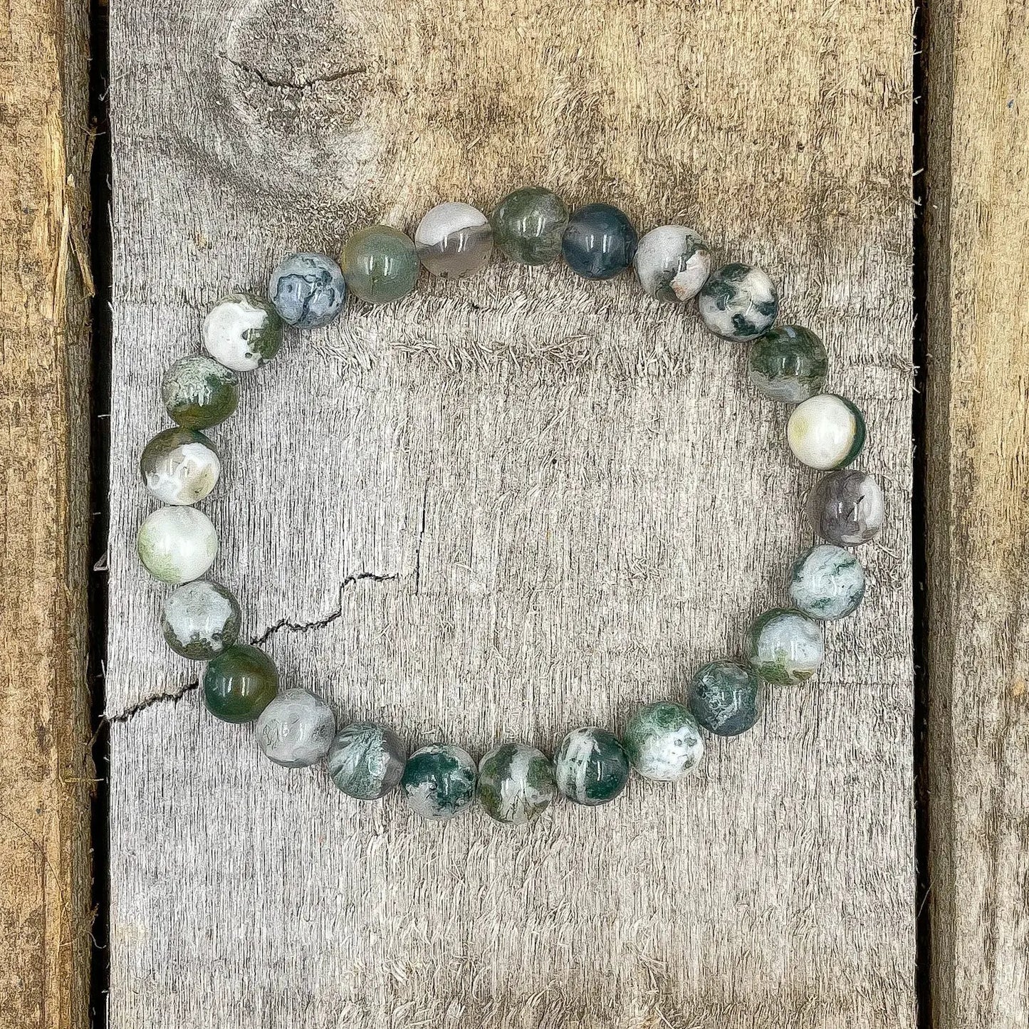 Union - Tree Agate Green Gemstone Beaded Bracelet by Everwood Original