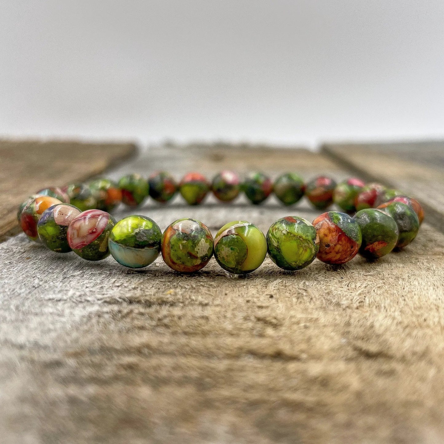 Union - Rainbow Imperial Jasper Gemstone Beaded Bracelet by Everwood Original