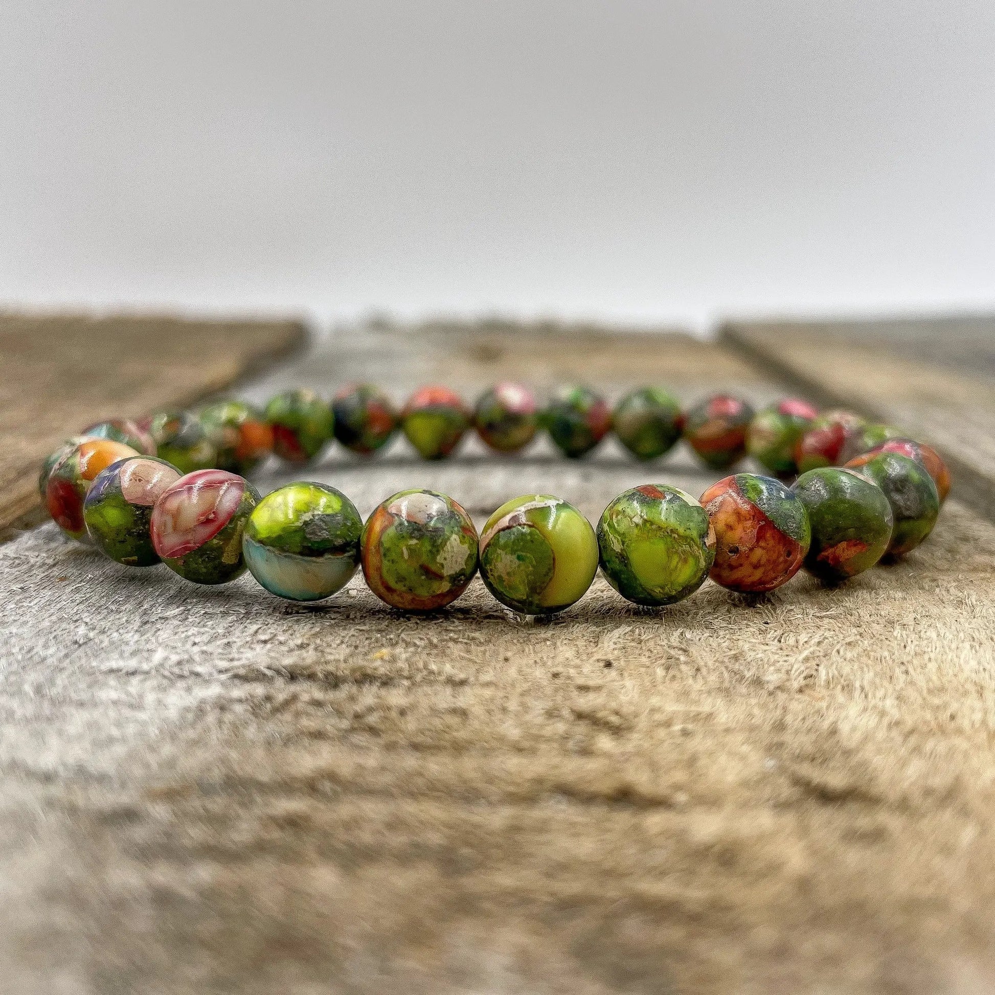 Union - Rainbow Imperial Jasper Gemstone Beaded Bracelet by Everwood Original