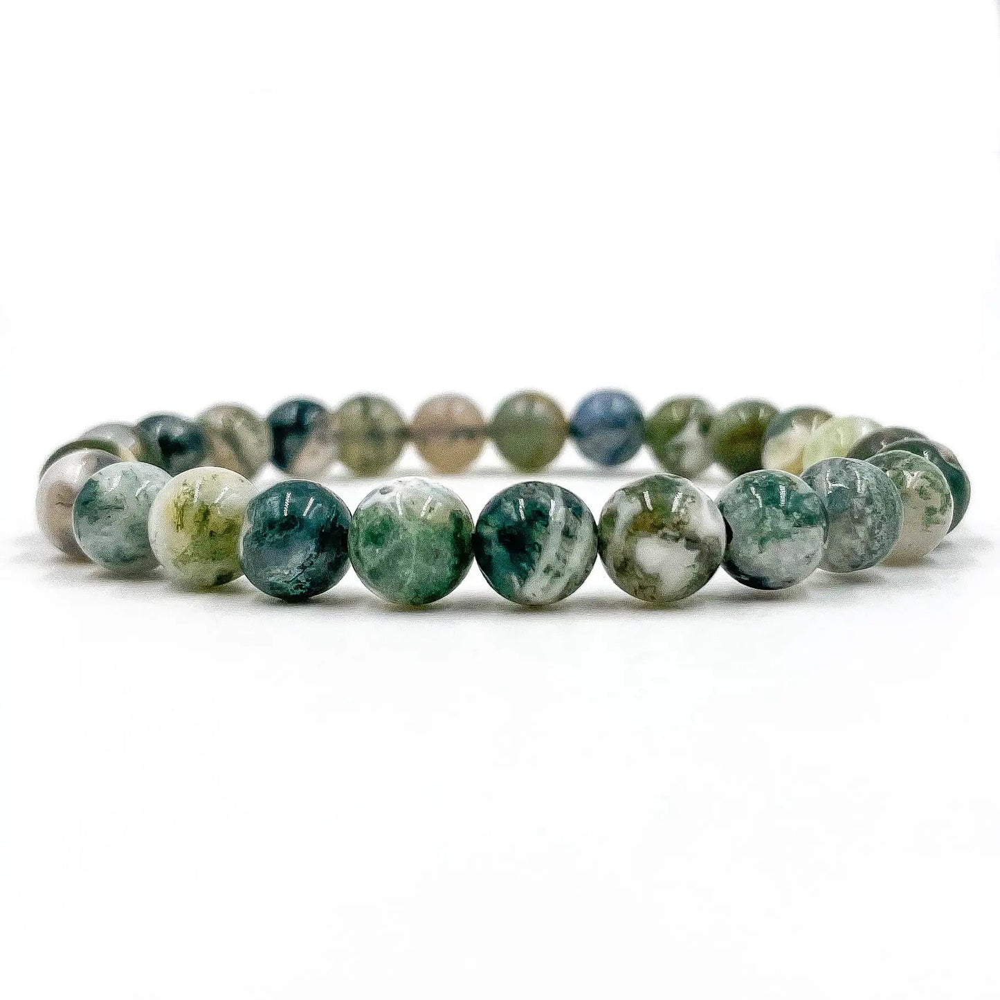 Union - Tree Agate Green Gemstone Beaded Bracelet by Everwood Original