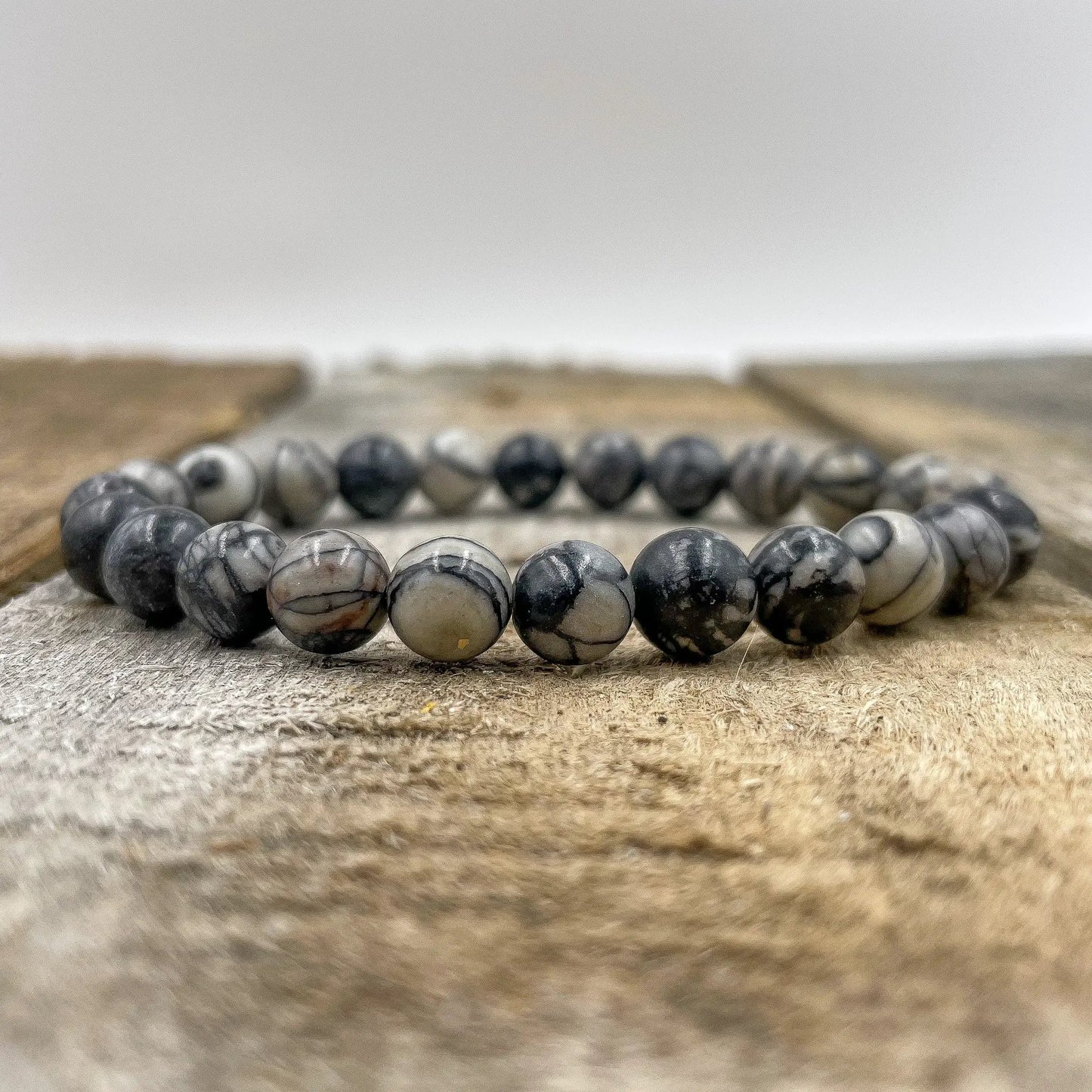 Union - Black Silk Stone Gemstone Beaded Bracelet by Everwood Original