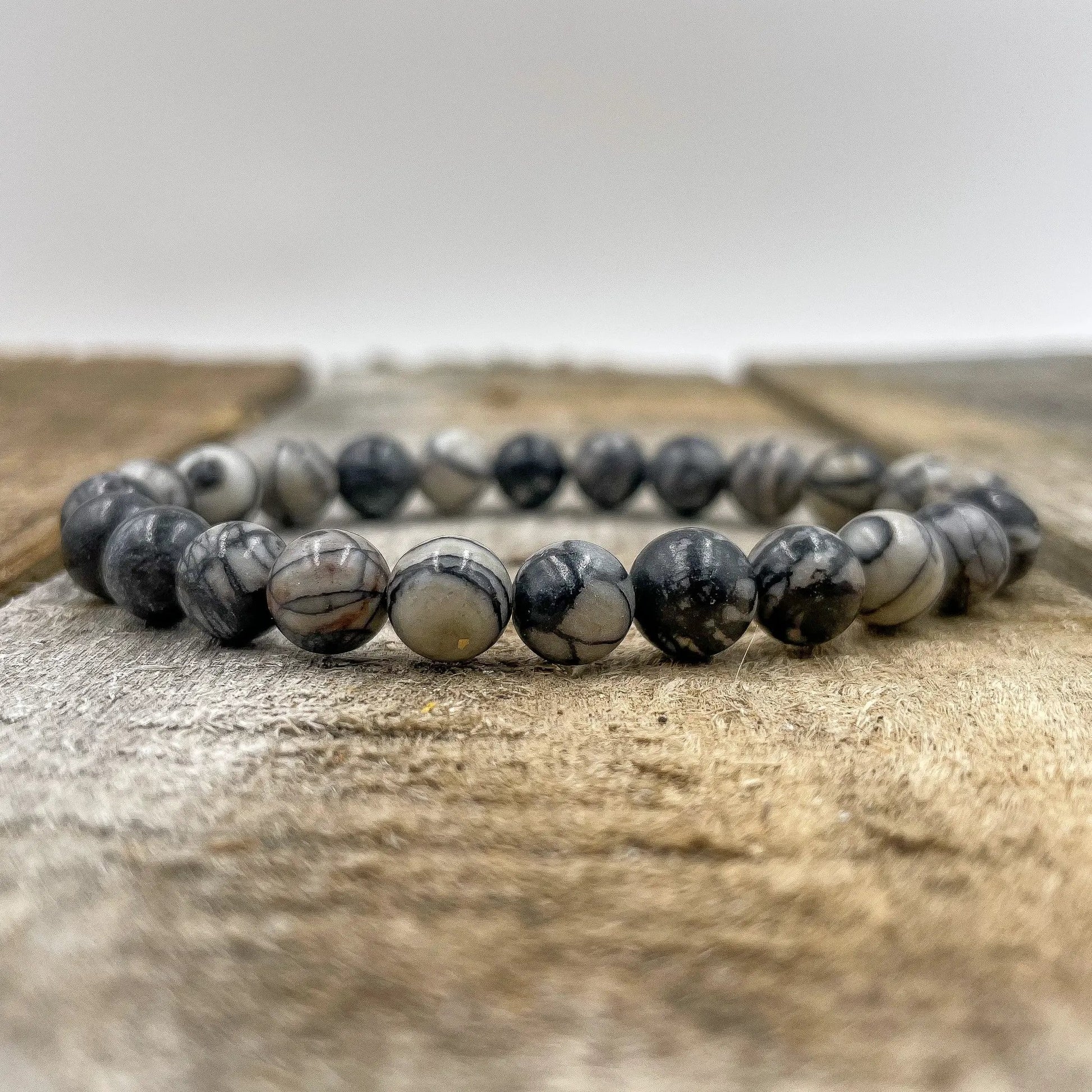 Union - Black Silk Stone Gemstone Beaded Bracelet by Everwood Original