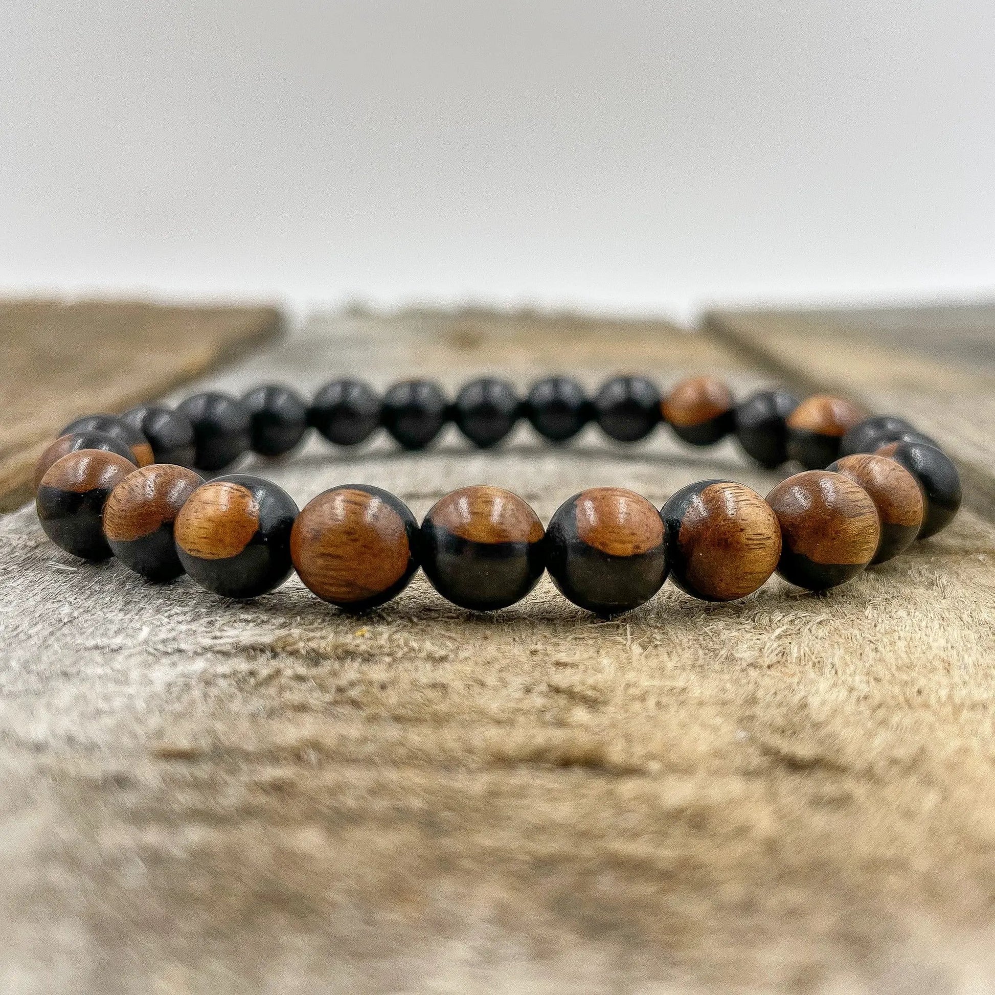 Union - Dual Black/Brown Sandalwood Mala Beaded Bracelet by Everwood Original