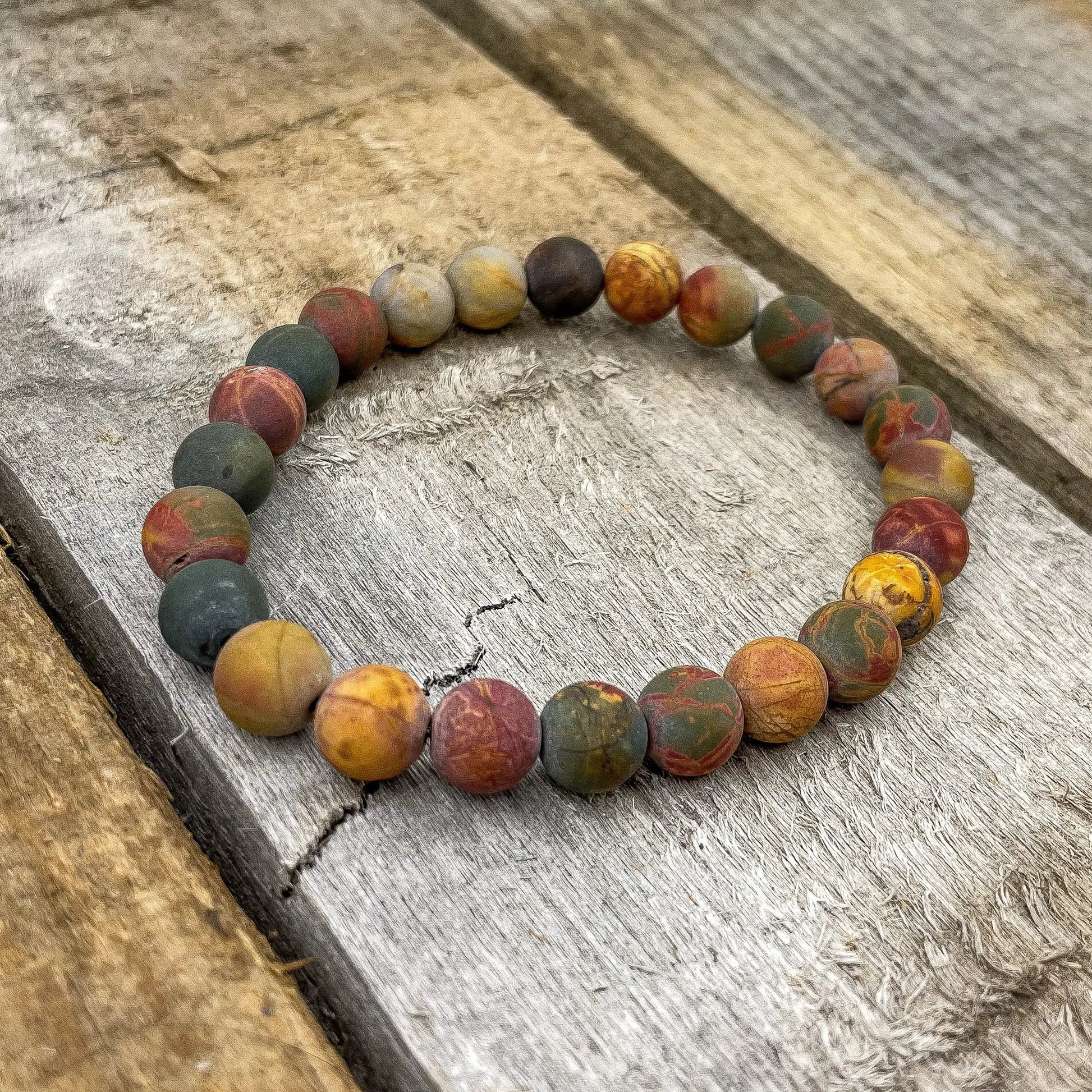 Union - Multicolor Picasso Jasper Gemstone Beaded Bracelet by Everwood Original