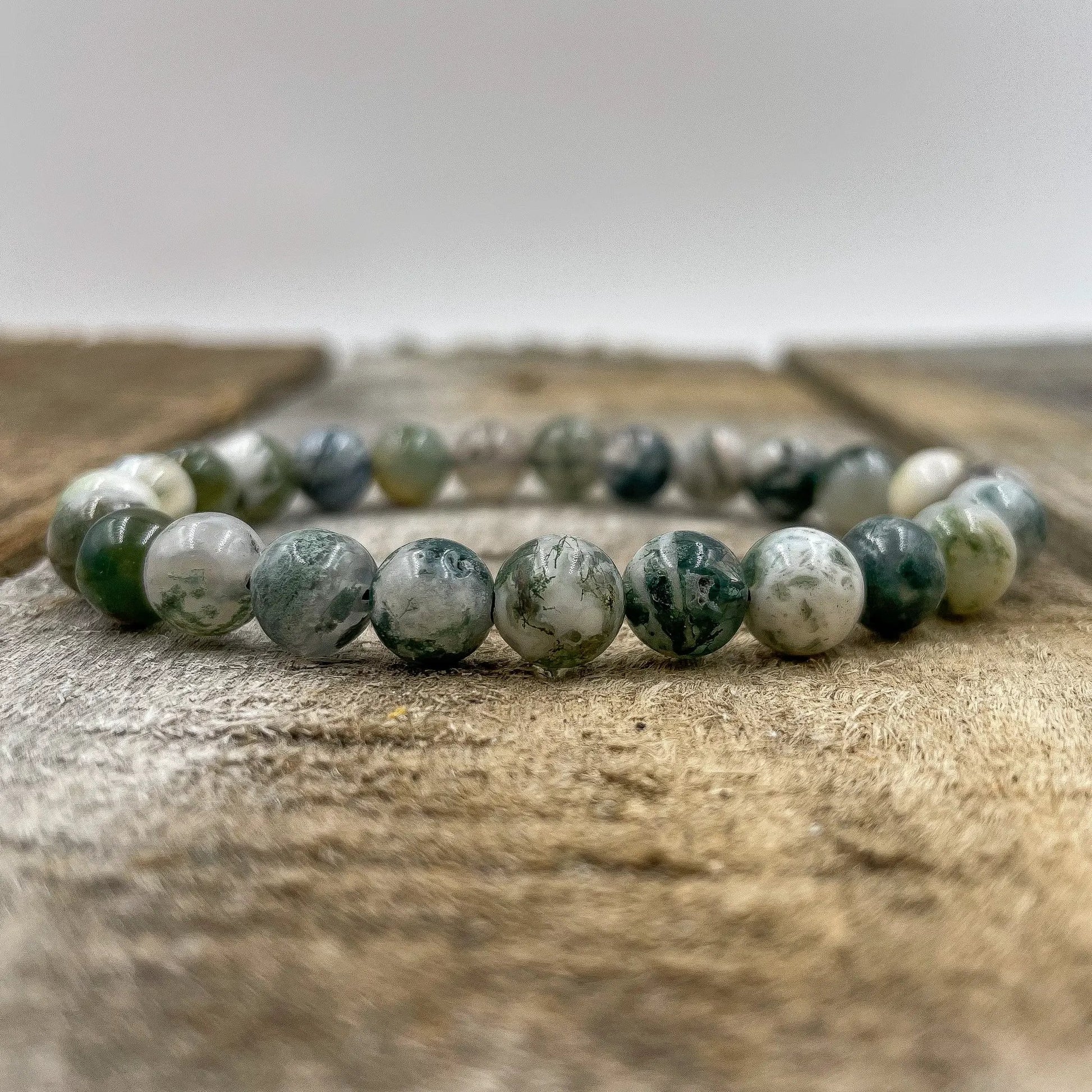 Union - Tree Agate Green Gemstone Beaded Bracelet by Everwood Original