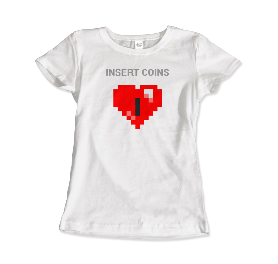 Insert Coins, 8-BIT Heart t-shirt by Art-O-Rama Shop