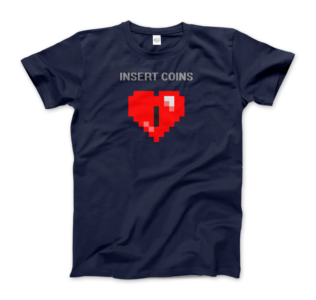 Insert Coins, 8-BIT Heart t-shirt by Art-O-Rama Shop
