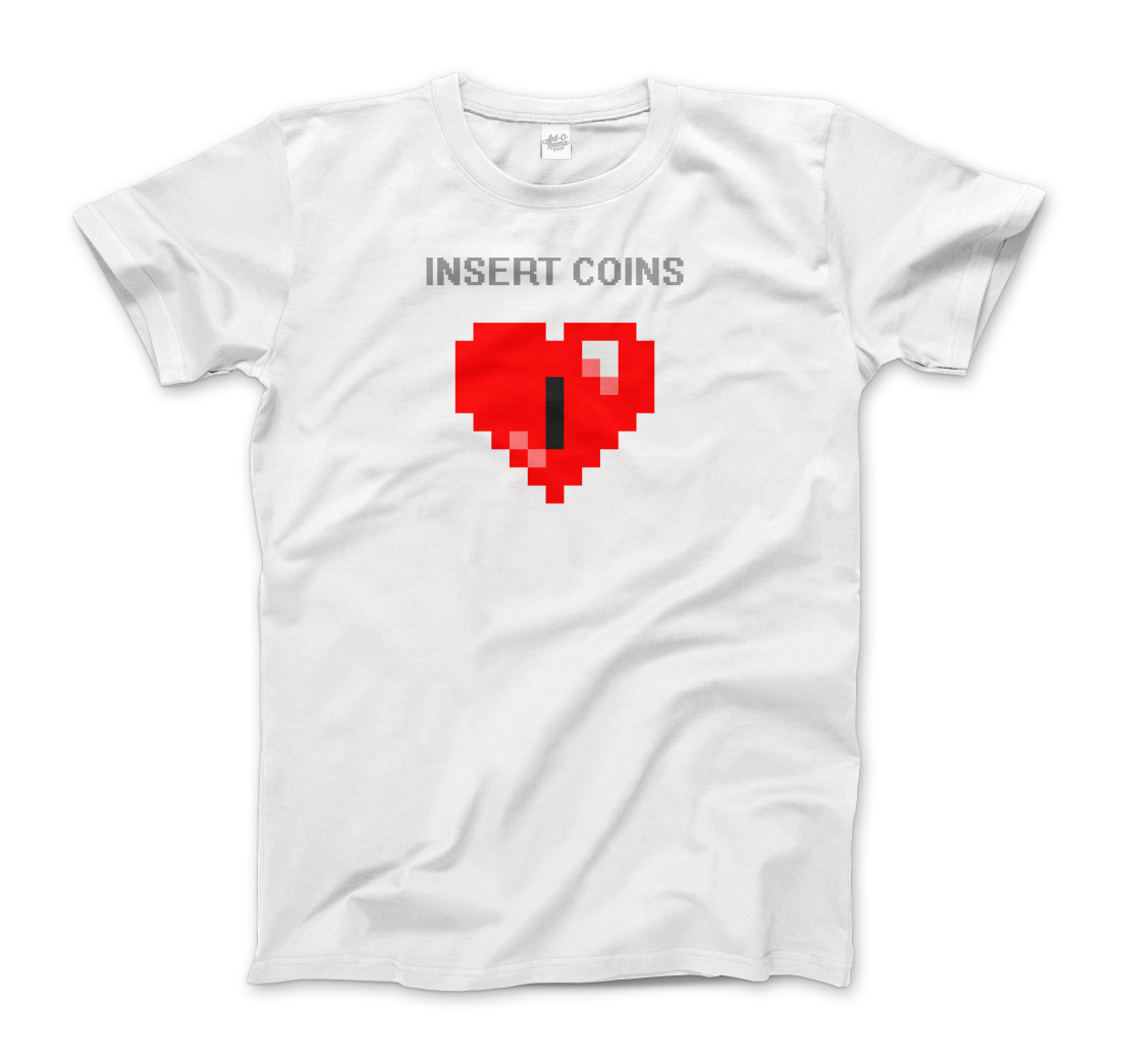 Insert Coins, 8-BIT Heart t-shirt by Art-O-Rama Shop