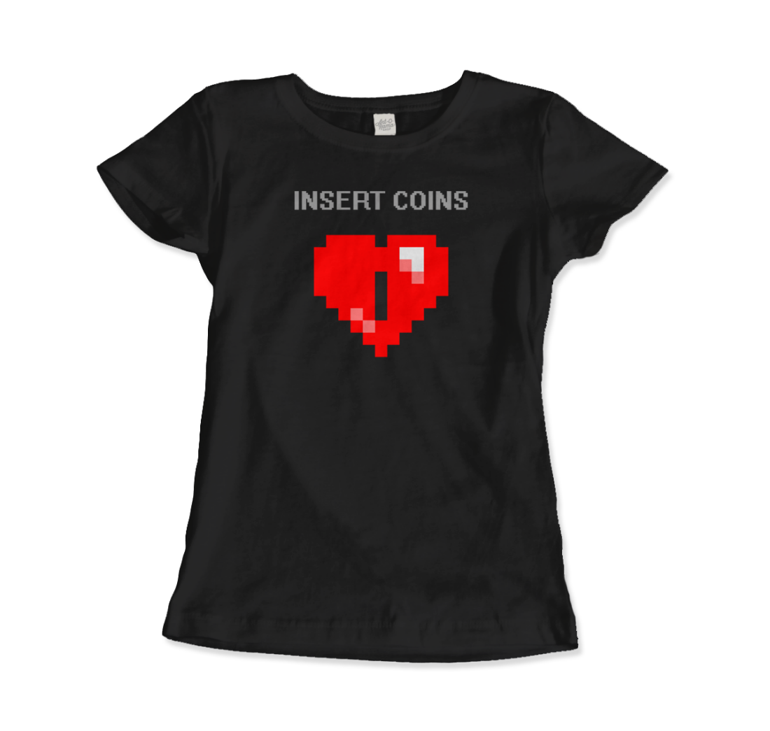 Insert Coins, 8-BIT Heart t-shirt by Art-O-Rama Shop