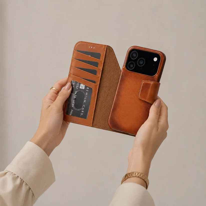 Brea iPhone 18 Pro Max Leather Wallet Case by TORONATA