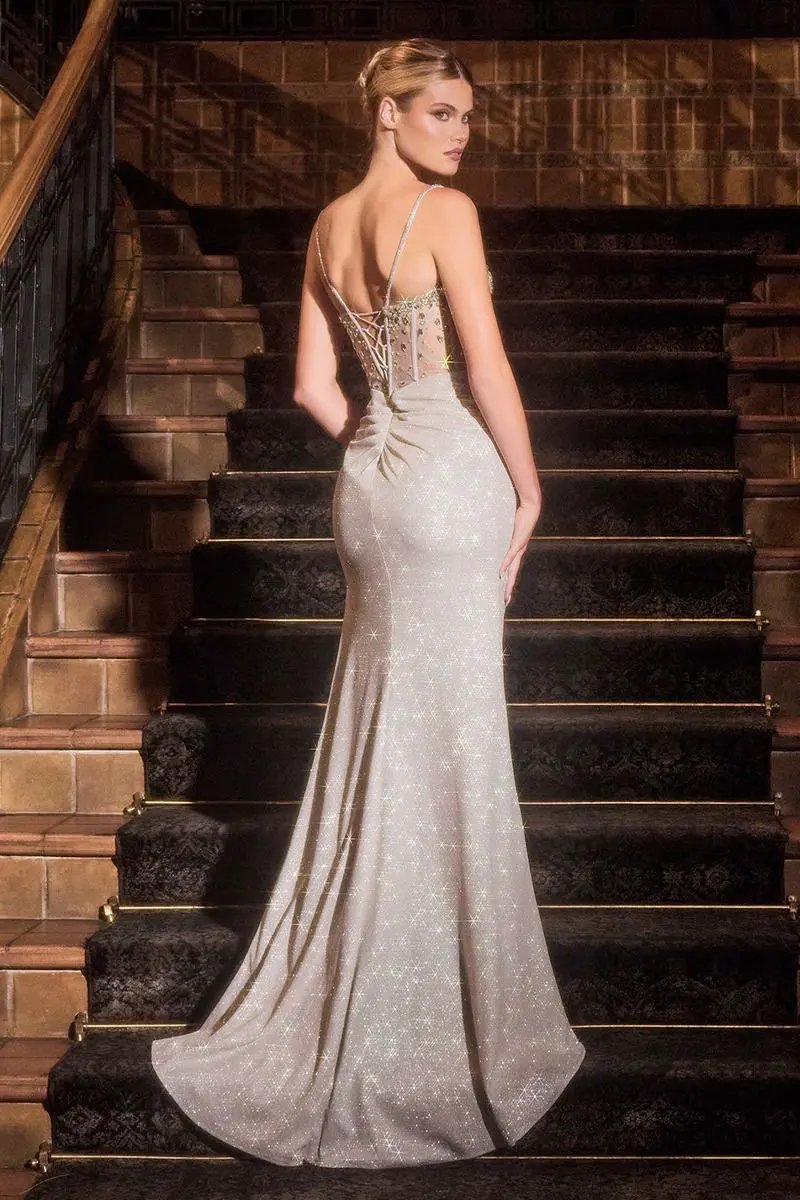 Fit & Flare Glitter Beaded Corset Dress by Tux-USA