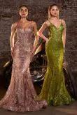 Fitted Floral Glitter Print Corset Gown by Tux-USA