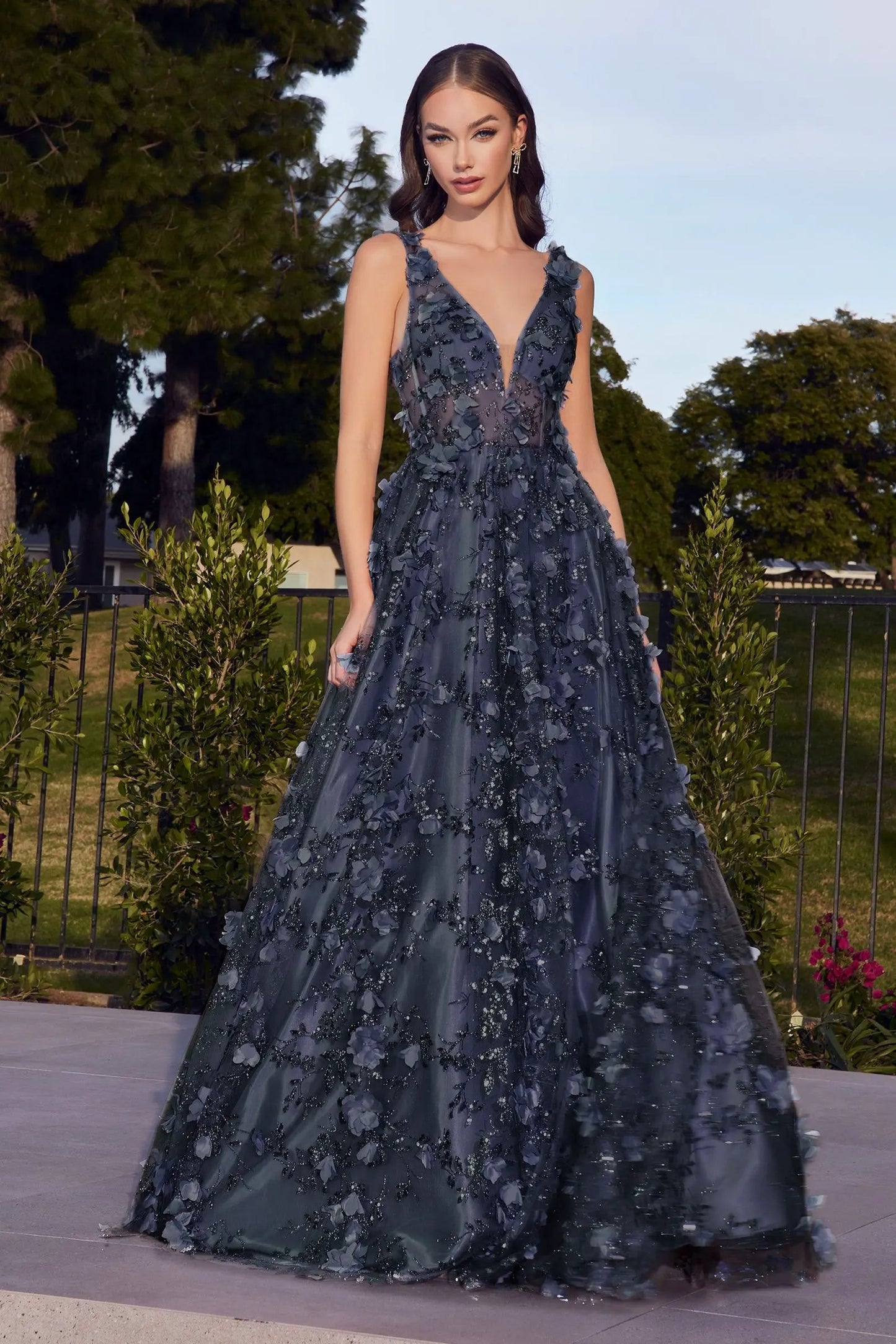 Glitter Floral Ball Gown by Tux-USA