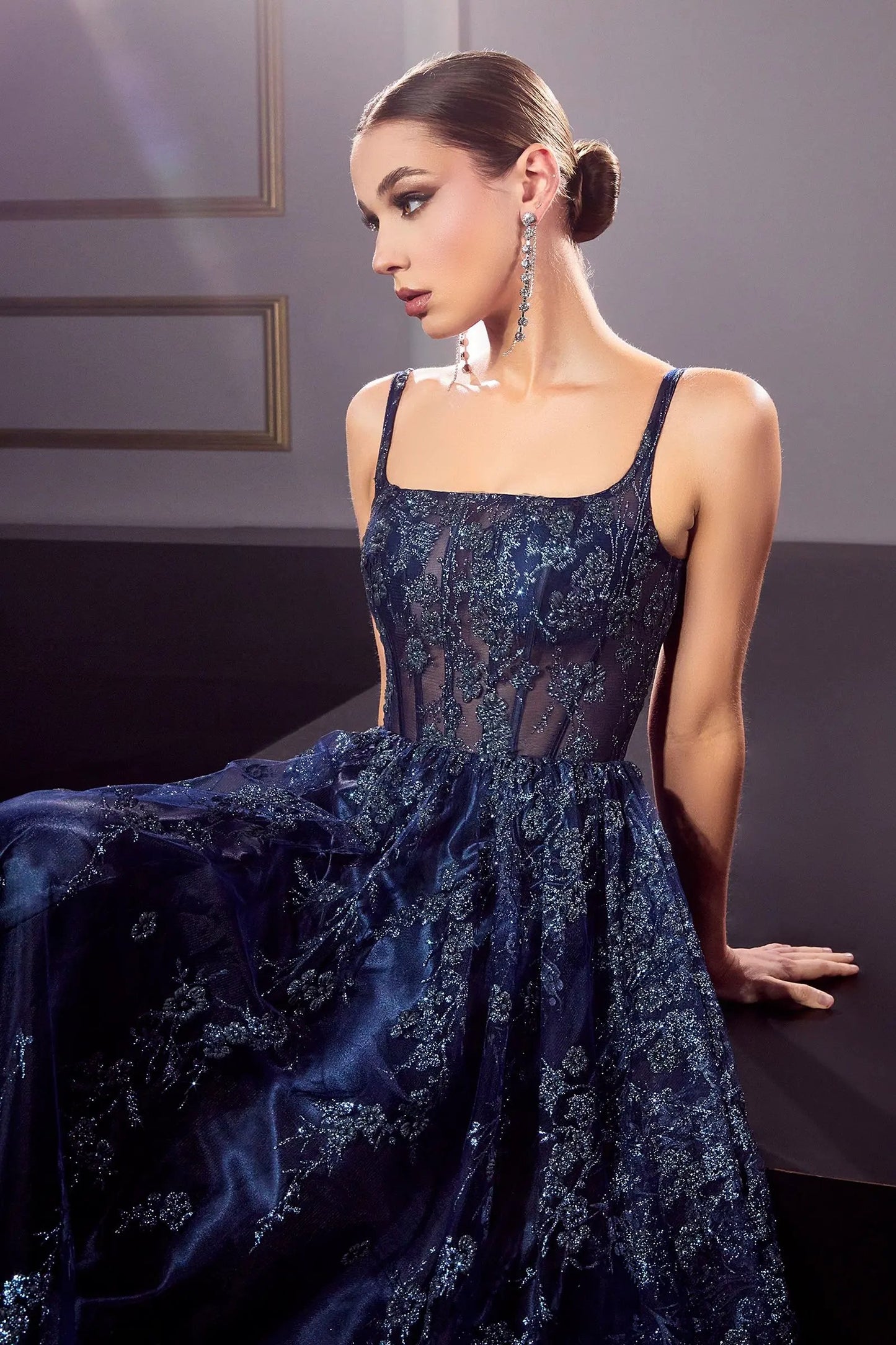 Glitter Print A-Line Gown by Tux-USA
