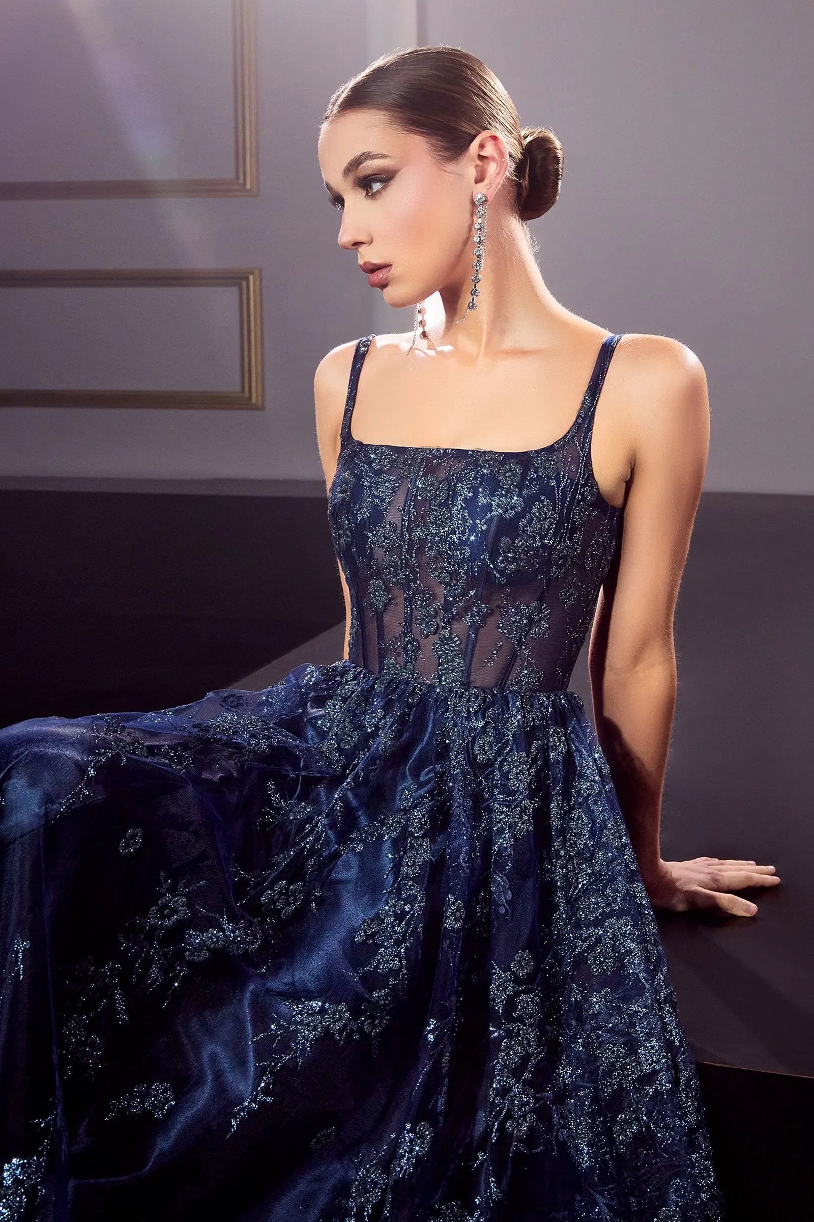 Glitter Print A-Line Gown by Tux-USA