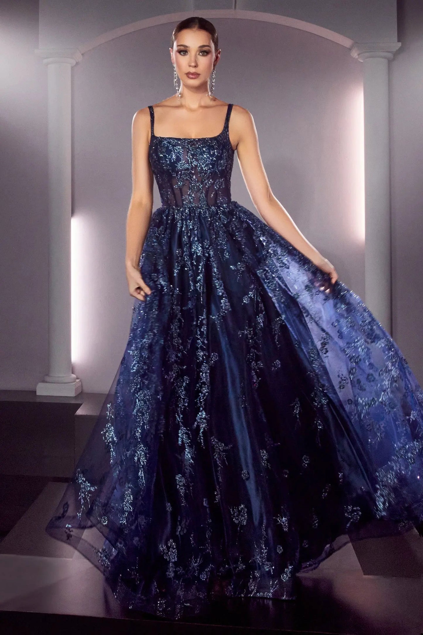 Glitter Print A-Line Gown by Tux-USA