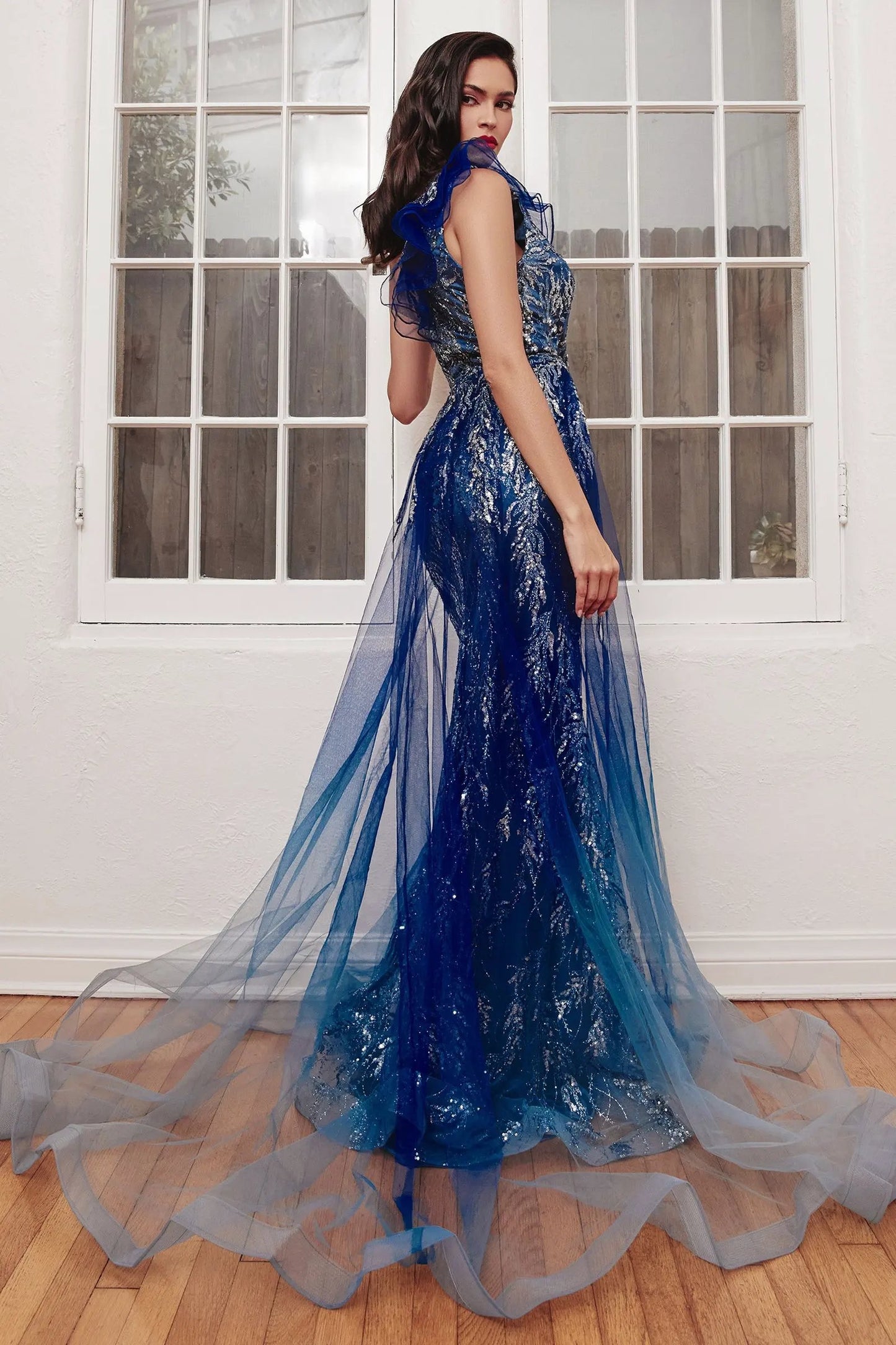One Shoulder Gown With Over Skirt by Partner Label