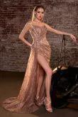 Strapless Fitted Glitter Embellished Gown by Tux-USA