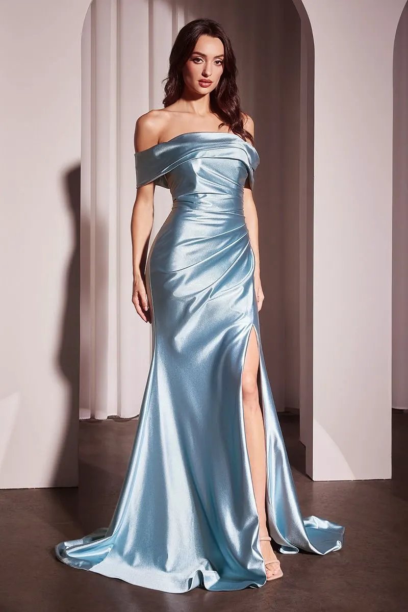 Glistening Satin Off The Shoulder Gown by Tux-USA