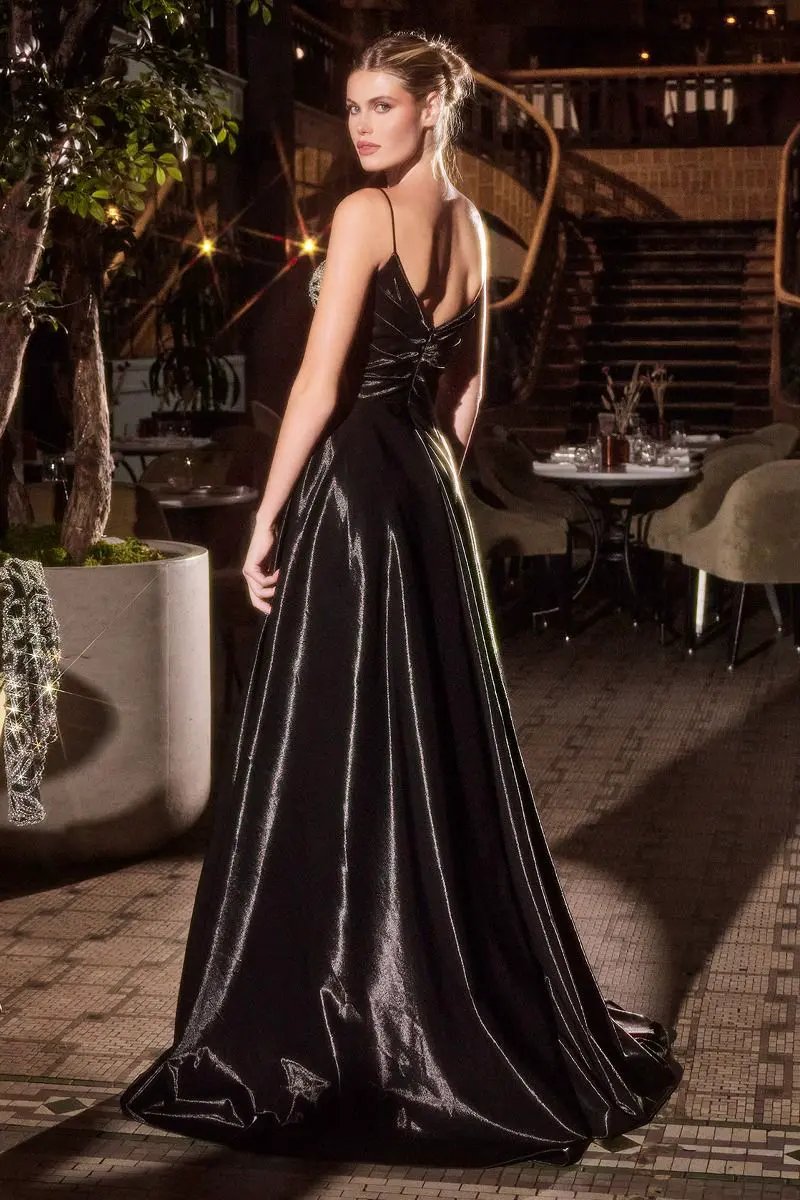 Fit and Flare Taffeta Evening Gown with Crystal Floral Jacket by Tux-USA