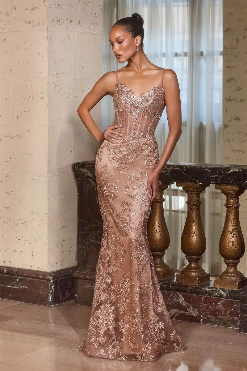Beaded Embroidery Over Tulle And Spaghetti Straps by Tux-USA