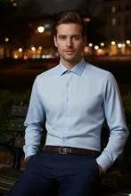 "Jamison" Blue Twill Spread Collar Dress Shirt by Tux-USA