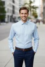 "Jamison" Blue Twill Spread Collar Dress Shirt by Tux-USA