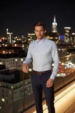 "Jamison" Blue Twill Spread Collar Dress Shirt by Tux-USA