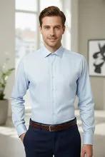 "Jamison" Blue Twill Spread Collar Dress Shirt by Tux-USA