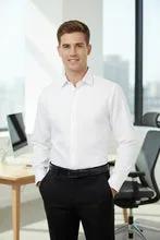 "Jamison" White Twill Spread Collar Dress Shirt by Tux-USA