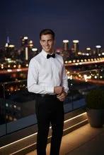 "Jamison" White Twill Spread Collar Dress Shirt by Tux-USA