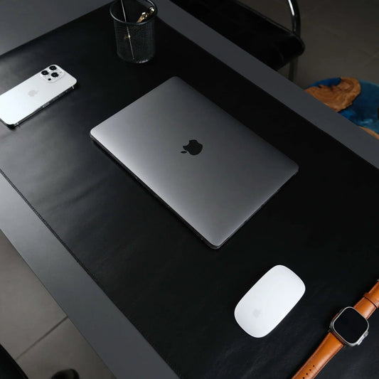 Jersey Black Leather Desk Pad for Office and Home by TORONATA