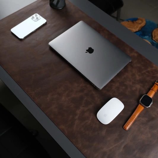 Jersey Dark Brown Leather Desk Pad for Office and Home by TORONATA