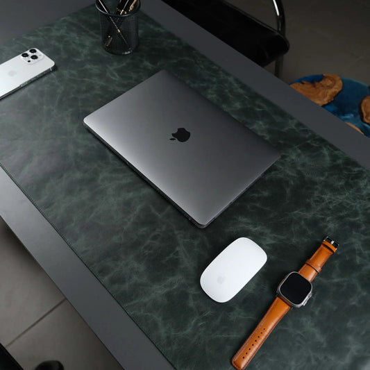 Jersey Dark Green Leather Desk Pad for Office and Home by TORONATA