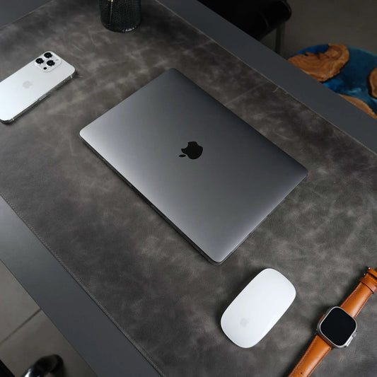 Jersey Grey Leather Desk Pad for Office and Home by TORONATA