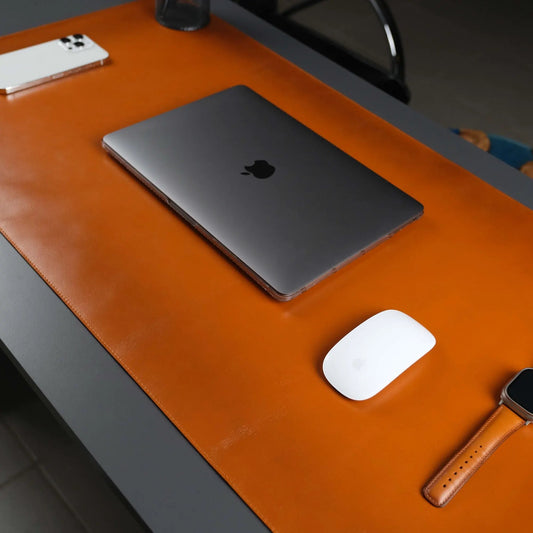 Jersey Tan Leather Desk Pad for Office and Home by TORONATA