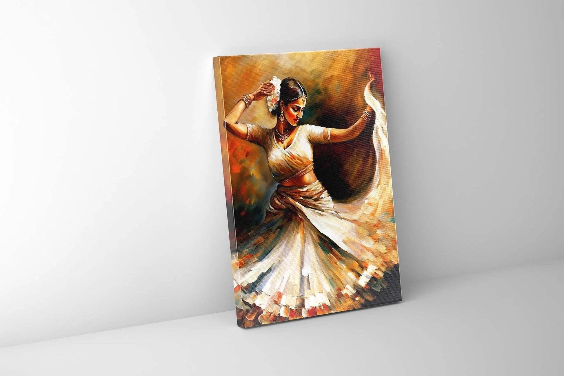 Wall Art- Dance in orange -Fine Art - Gold varnish- Canvas Print by Gtaart.ca